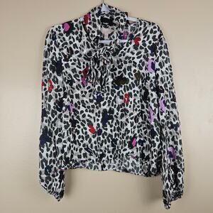 Ted Baker Chiara Wilderness Tie Neck Blouse Size 4 (Size 10 U.S)